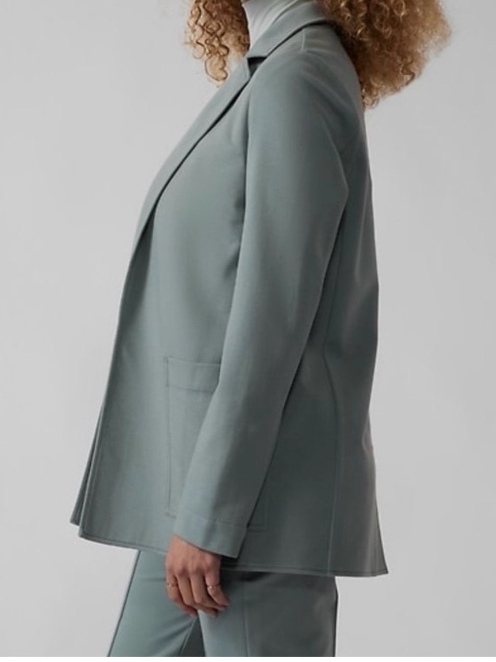 Athleta Eastbound Minimalist Ponte Knit Blazer Gray Sage size 4